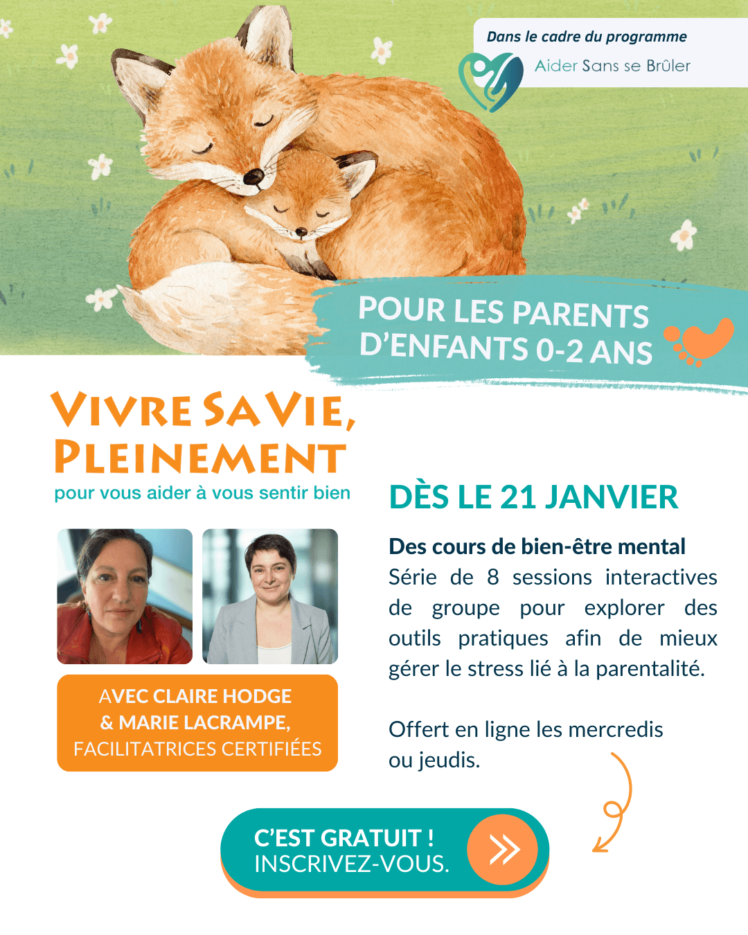 Affiche pour le cours "Vivre sa vie pleinement"